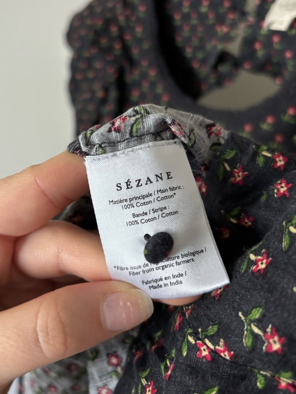 Sezane Florencina Black Red Cotton Cottagecore Ruffle Floral Blouse Size 46/XXXL - Picture 9 of 9